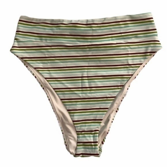 aerie. High-Cut Cheeky Striped Bikini Bottom. Size Medium. NWTs. - Picture 2 of 5